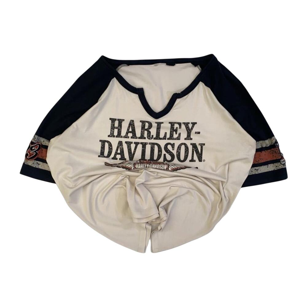 Harley Davidson Women's Baseball Style T Shirt White 2XL